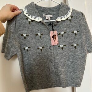 Sincerely Jules Gray Embroidered Cardigan